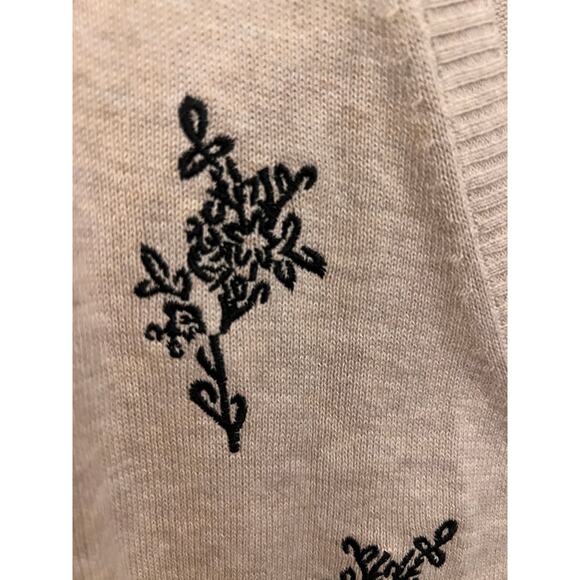 Sundance Meadow Dreams Beige Black Floral Cardigan Sweater Academia Preppy Chic - Picture 5 of 6